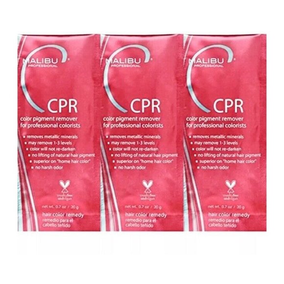 3 Malibu C CPR Packets and 3 Processing Caps Hair Color Stain Build Up Remover - Picture 1 of 12